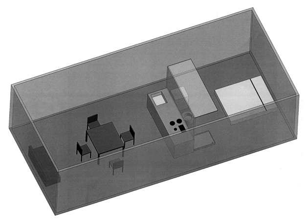 Computer model of essential items for the minimum comfortable floorplan