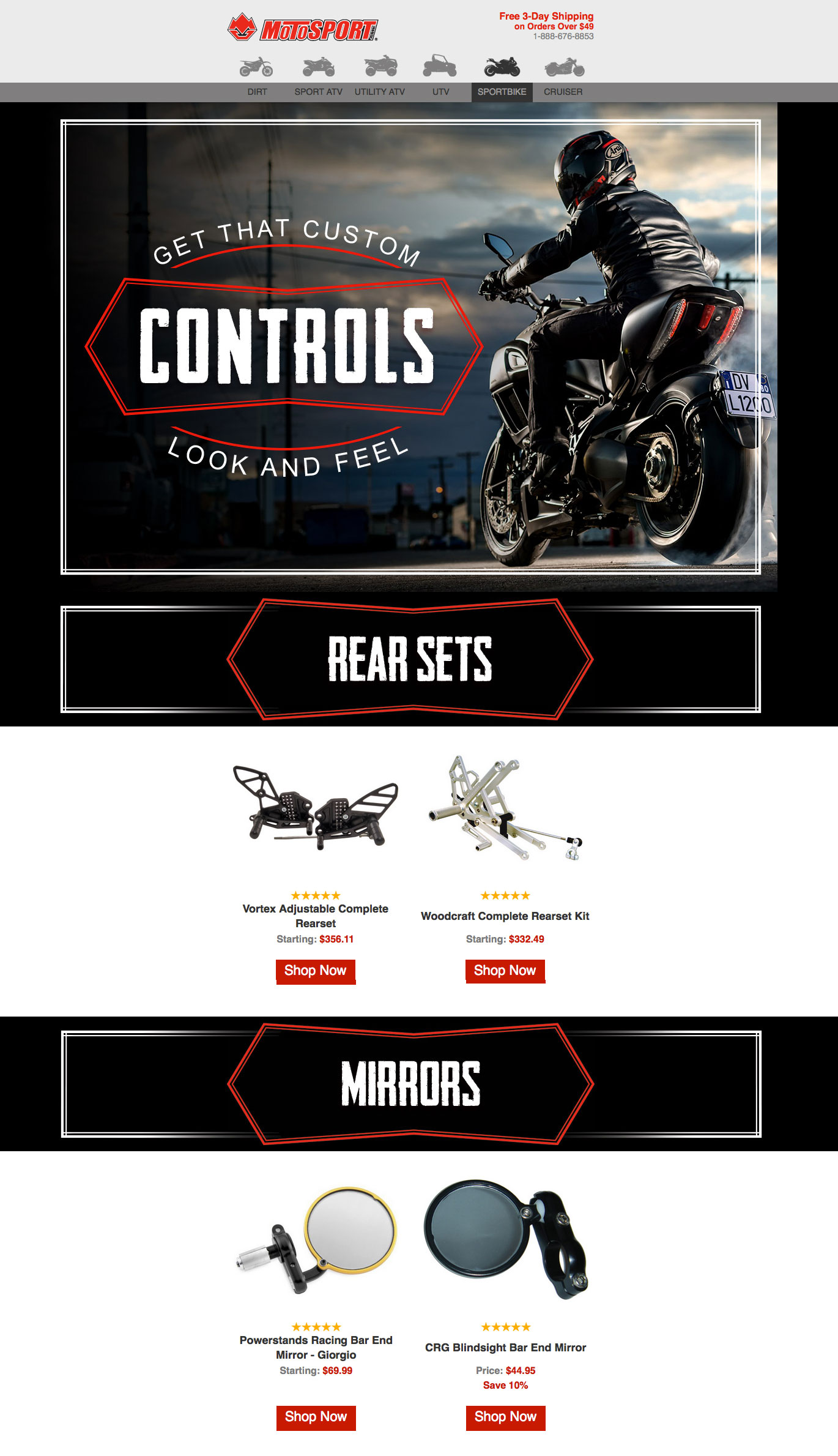 Motosport Sportbike Controls email design